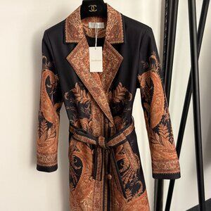 Zimmermann Vintage-Inspired Paisley Wrap Coat Dress | Belted Silhouette